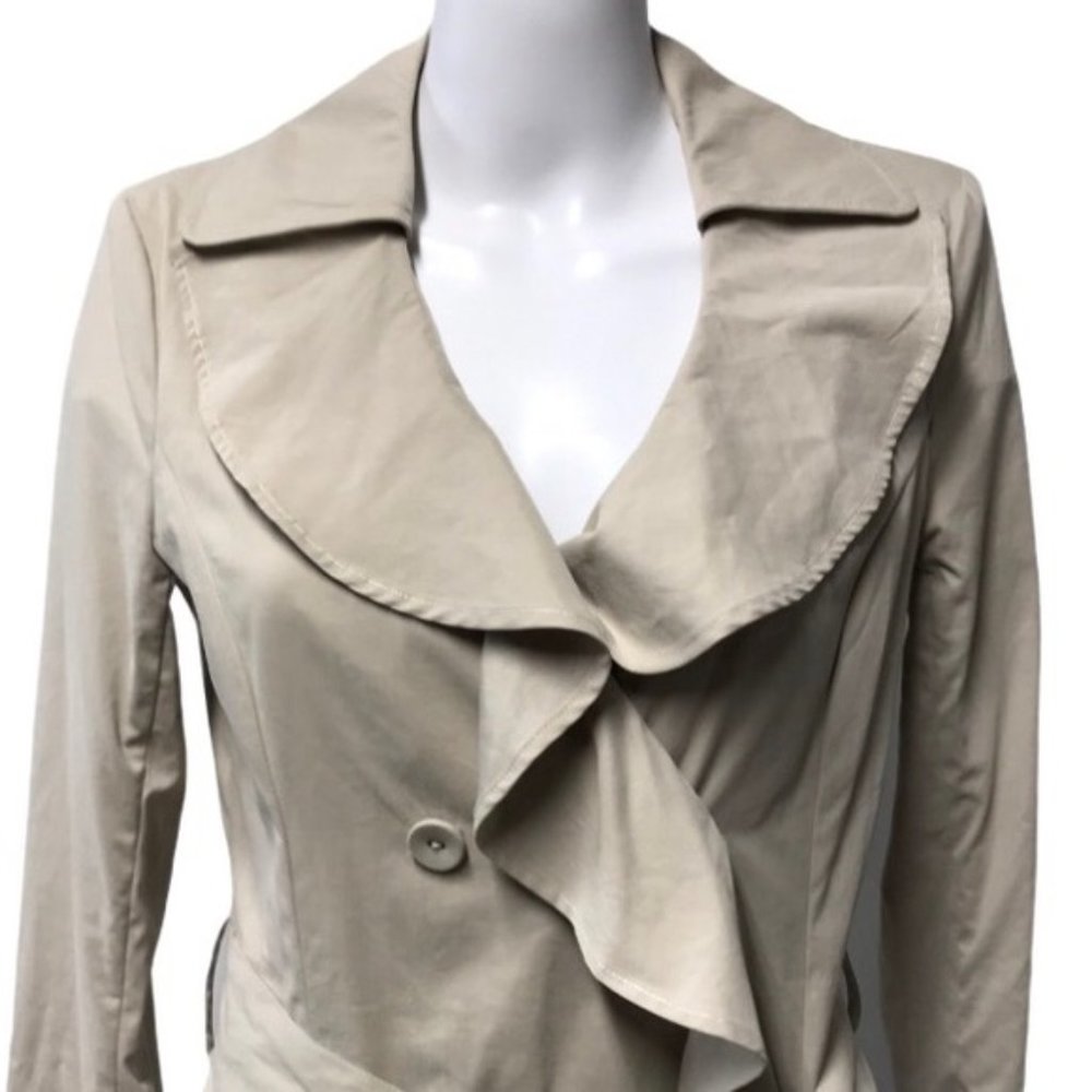NWT SAKS FIFTH AVENUE Ruffle-Trimmed Trench Coat - Picture 2 of 6